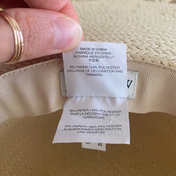 J. by J.Crew Summer Wide Brim Fringe Raw Edge Straw Beach Hat Size S/M - Picture 8 of 9